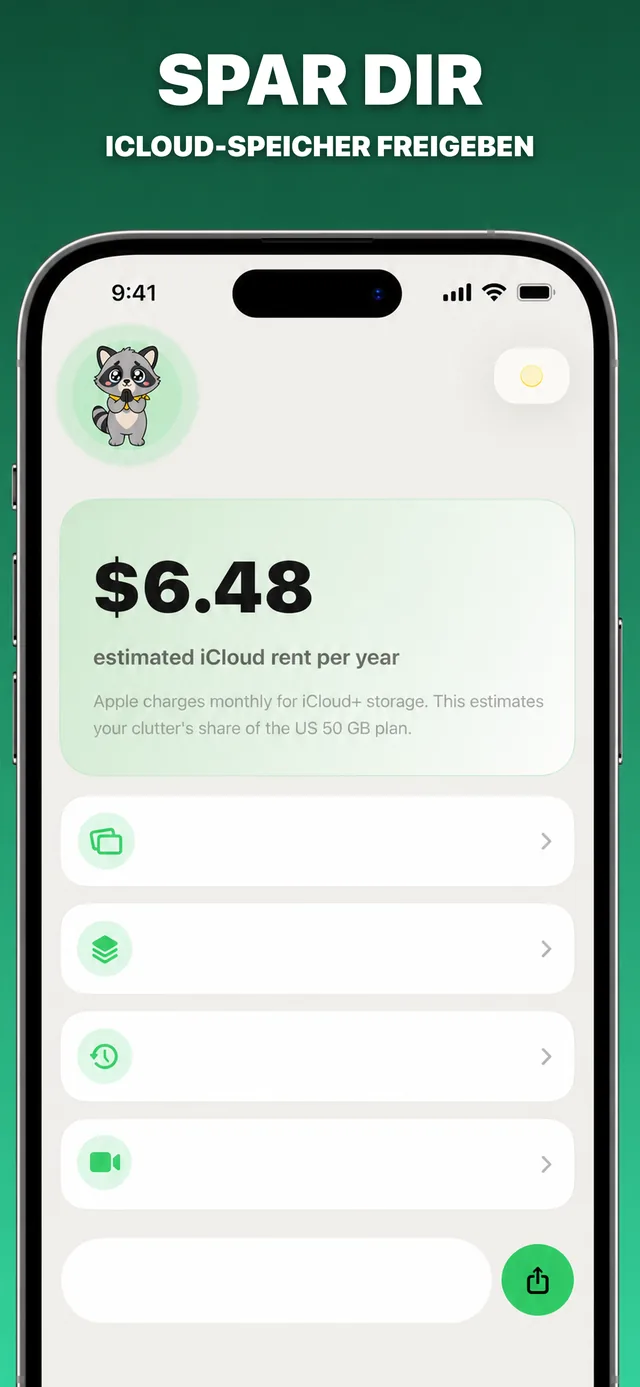 App-Screenshot: nicht länger für unnötigen iCloud-Speicher zahlen