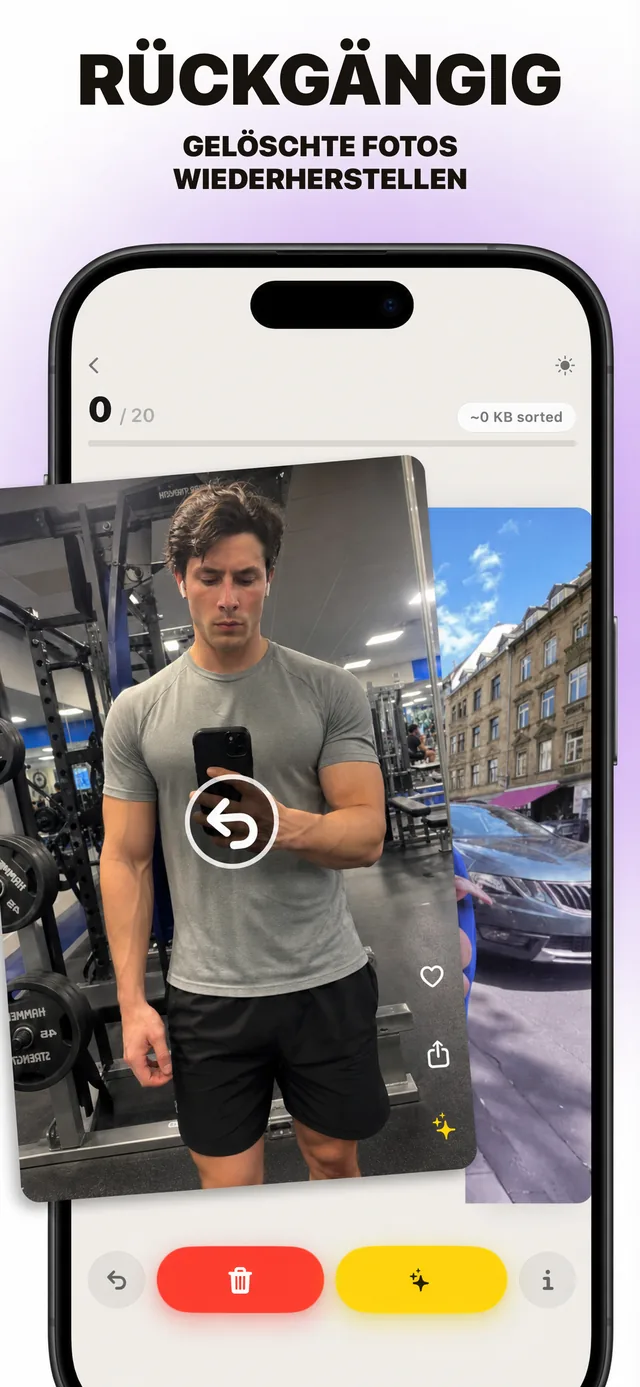 App-Screenshot: Wischen rückgängig machen und gelöschte Fotos retten