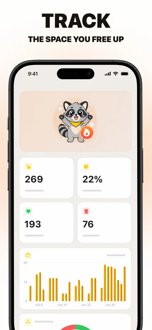 App screenshot: track the space you free up