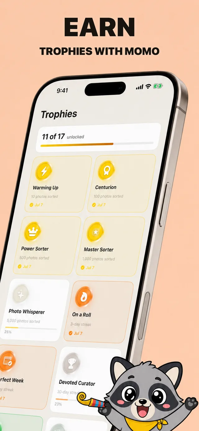 App screenshot: earn trophies with Momo