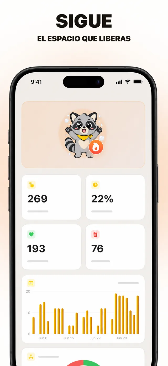 Captura de la app: controla el espacio que liberas
