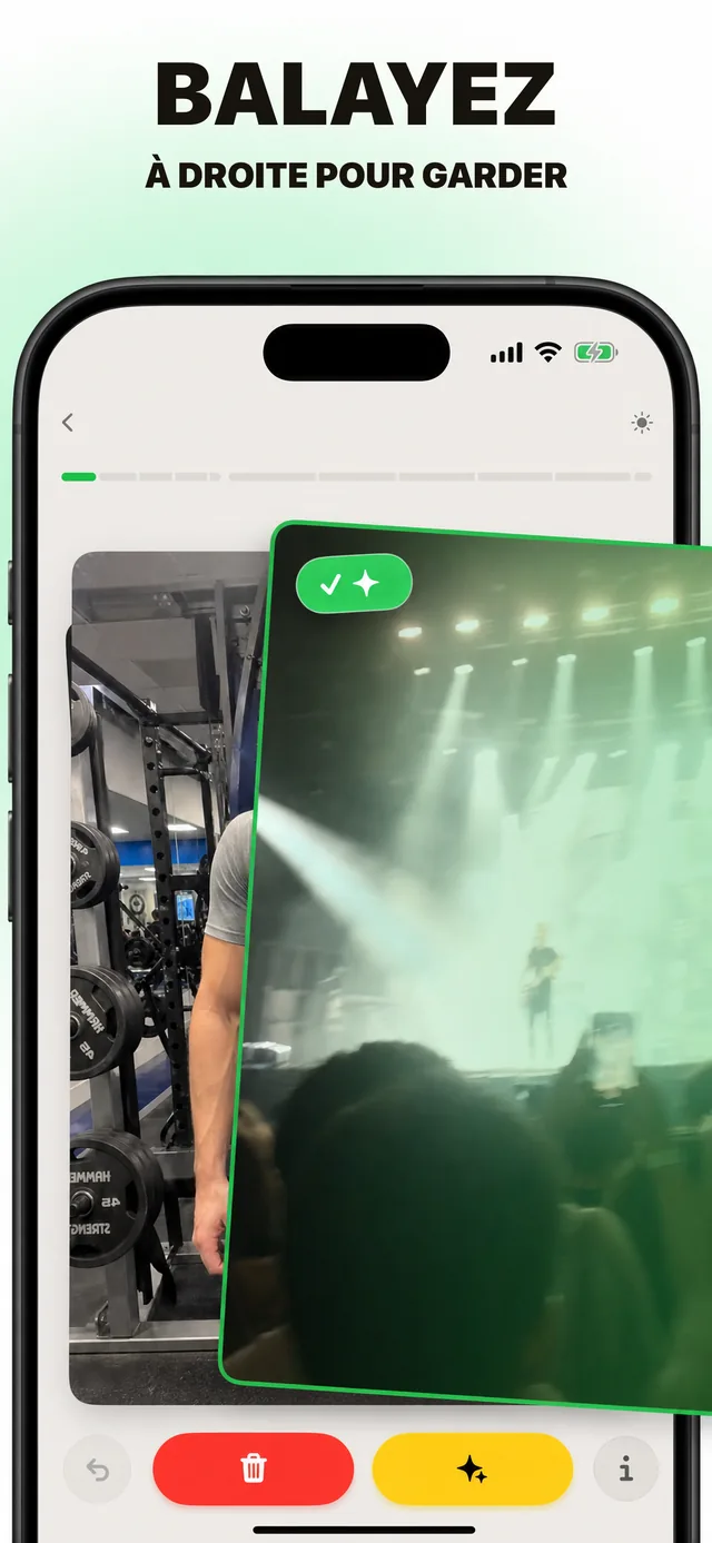 Capture d’écran : balayez à droite pour garder une photo