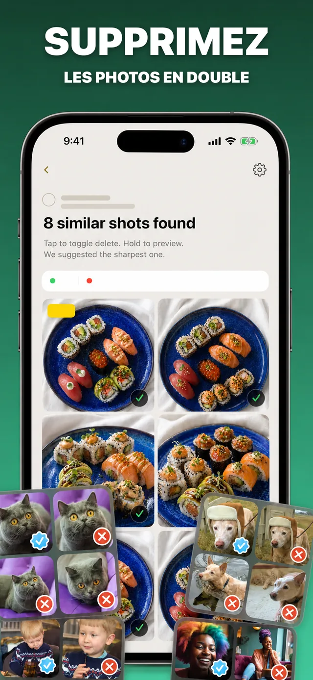 Capture d’écran : supprimez les photos en double dans une seule grille