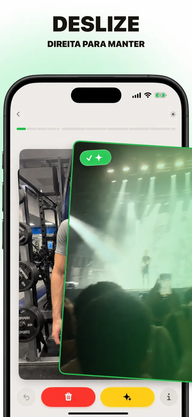 Captura do app: deslize para a direita para guardar uma foto