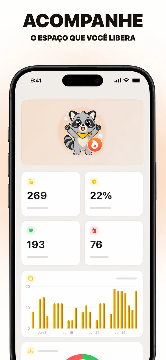 Captura do app: acompanhe o espaço que você libera